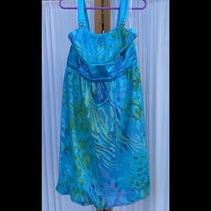 Amy Byer Little Girls Satin Strap Dress with Rhinestone Buckles